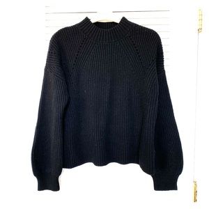 GAP Black Chunky Mock Neck Balloon Sleeve Sweater